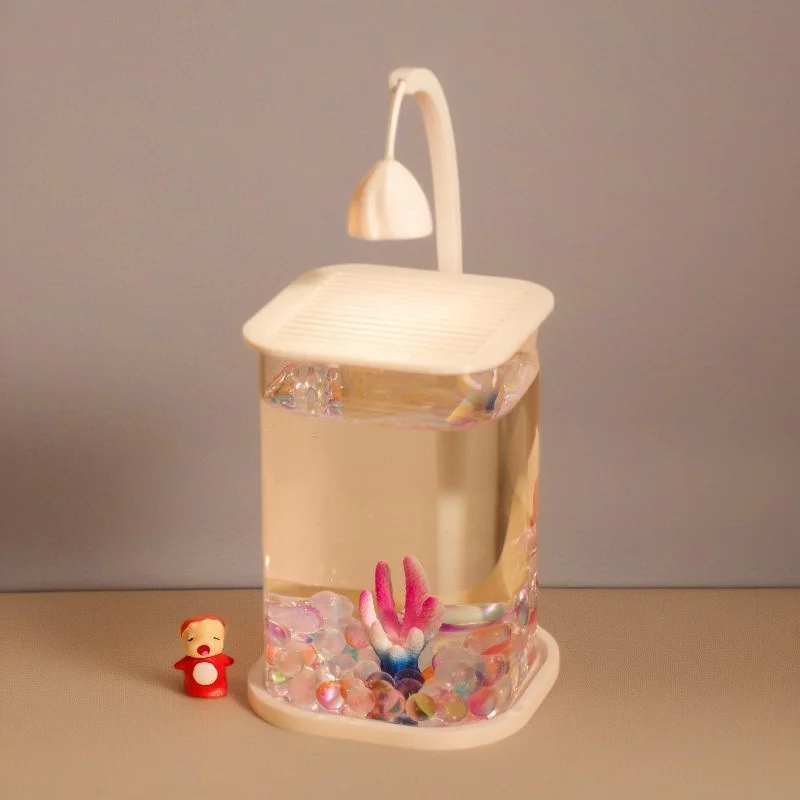 

Betta Fish Tank Ultra Clear Glass Mini Desktop Aquarium With LED Night Light Small Space Eco Bowl For Home Office Table Decor