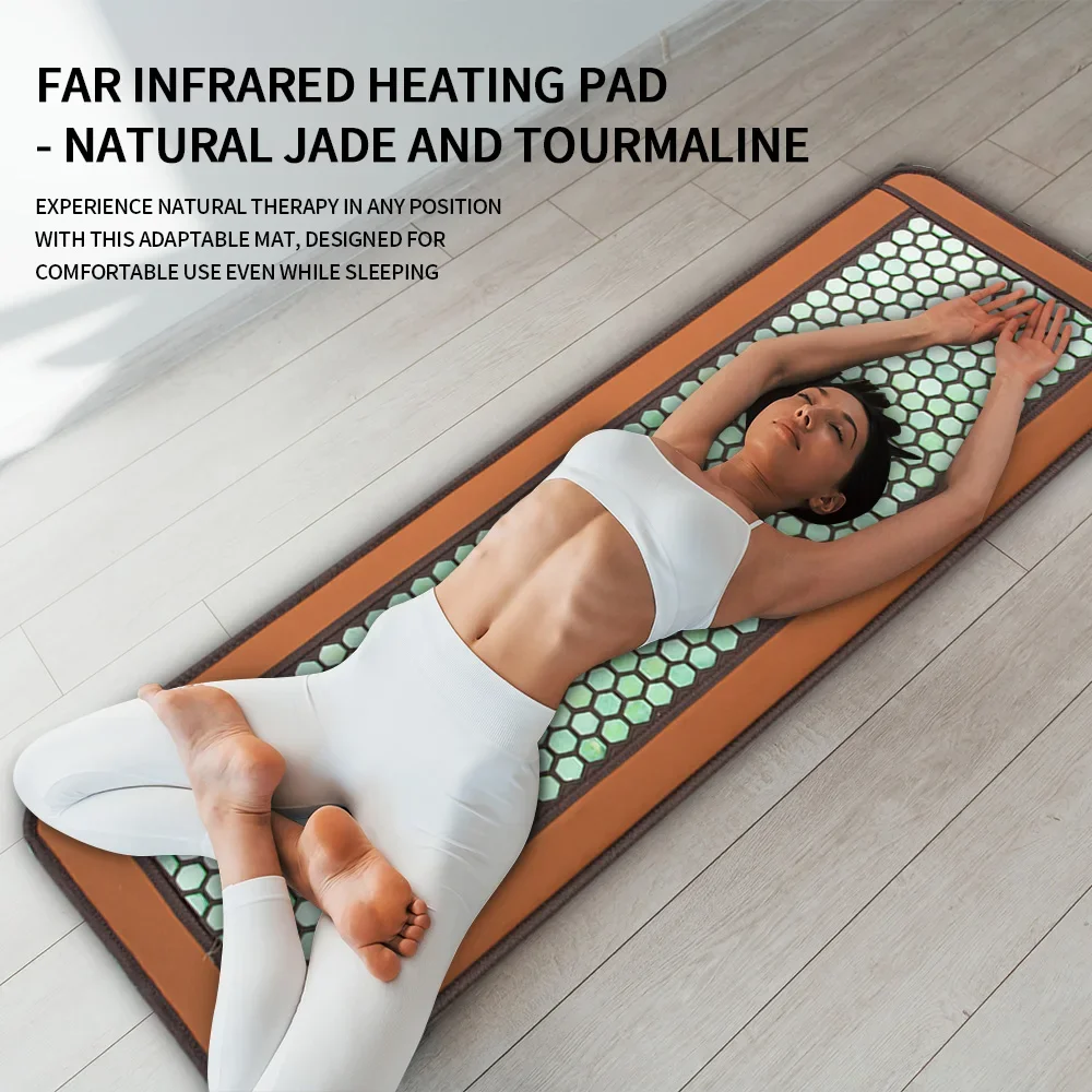 Far Infrared Heating Mattress - Natural Jade & Emerald Gemstone Thermal Therapy Mat with Negative Ions for Muscle Pain Relief