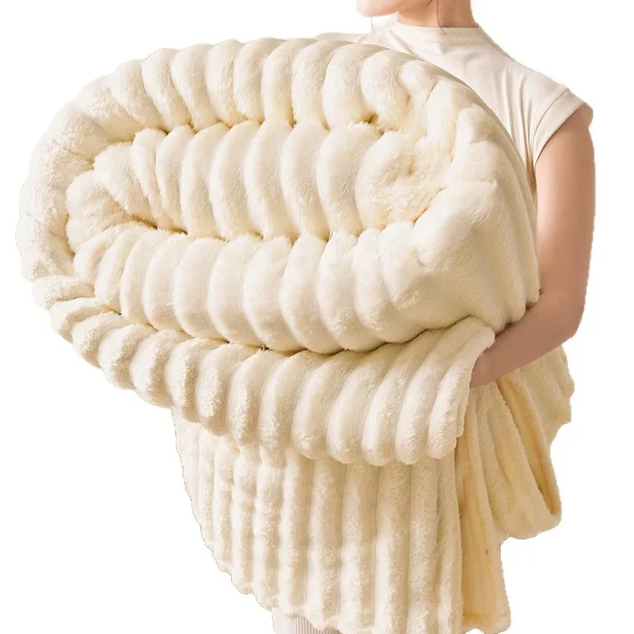 Extra Large Bubble Fluffy Blanket Thickened Warm Soft Plush Throw Blanket, Comfort Bubble Texture Carpet for Bed Sofa Home