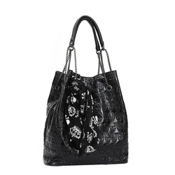 Annmouler Luxury Women Handbag Set Large Capacity Women Tote Bag 2022 New Trendy Skull Women Purse Skeleton Leather bolsos