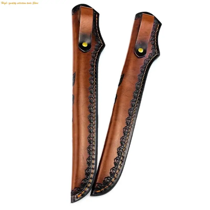 

203F Heavy Duty Leather Straight Cutter Scabbard Sheath Outdoor Leather Cover Storage Bag Pant Case Carved Accessories