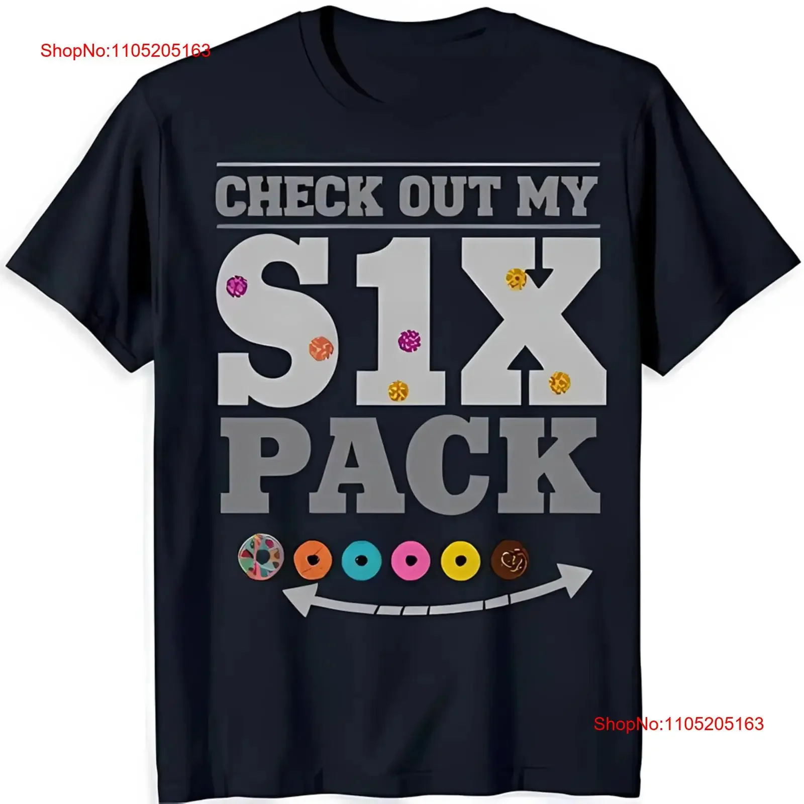 Funny Black T Shirt with Colorful Donut 'CHECK OUT MY SIX ' vintage Washed Unisex Soft Comfortable Breathable Stylish graphic