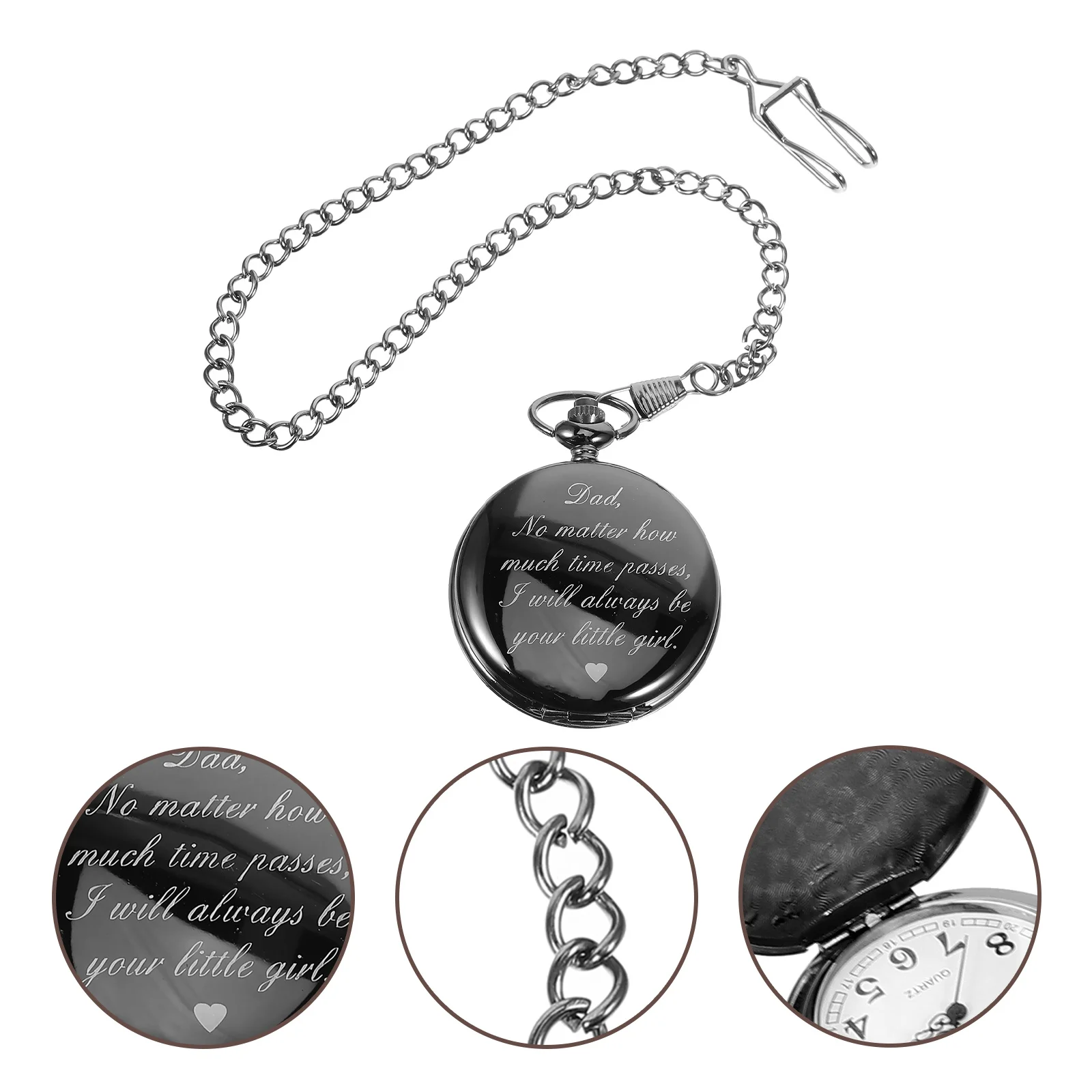 

Metal Pocket Watch for Men Decorative Vintage Pocket Watch with Chain Stylish Father's Day Gift Creative Unique Timepiece