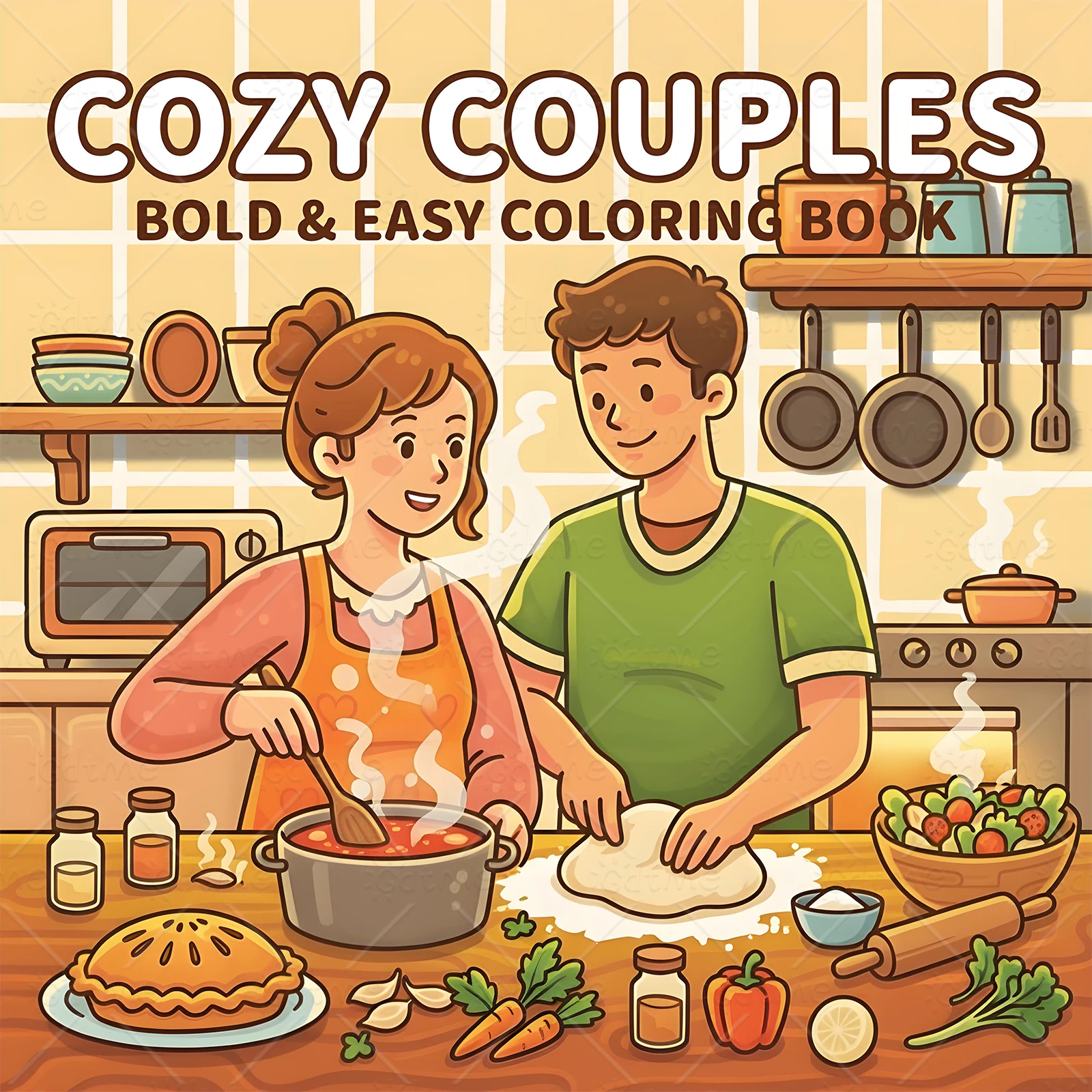 COZY COUPLES Bold-easy Patterns Coloring Book for Adults Cute Drawing Book Perfect Gift for Party and Birthday ﻿