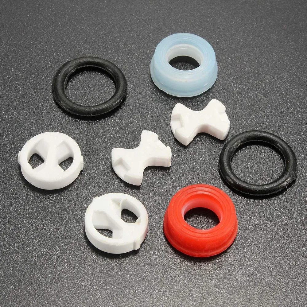 6Pcs/set Ceramic Disc Silicon Washer Insert Turn Replacement Part 1/2 Inch Valve Tap Fits For Valve O-Ring Gasket Silicon Washer