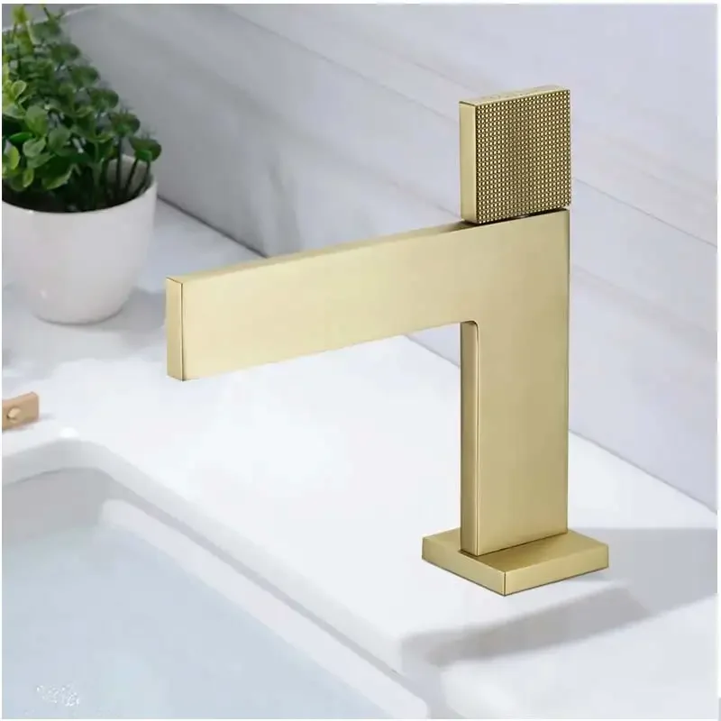 

AMAXO Innovative Bathroom Basin Faucet Brass Vessel Sink Water Tap Brushed Gold Chrome Finish Faucet