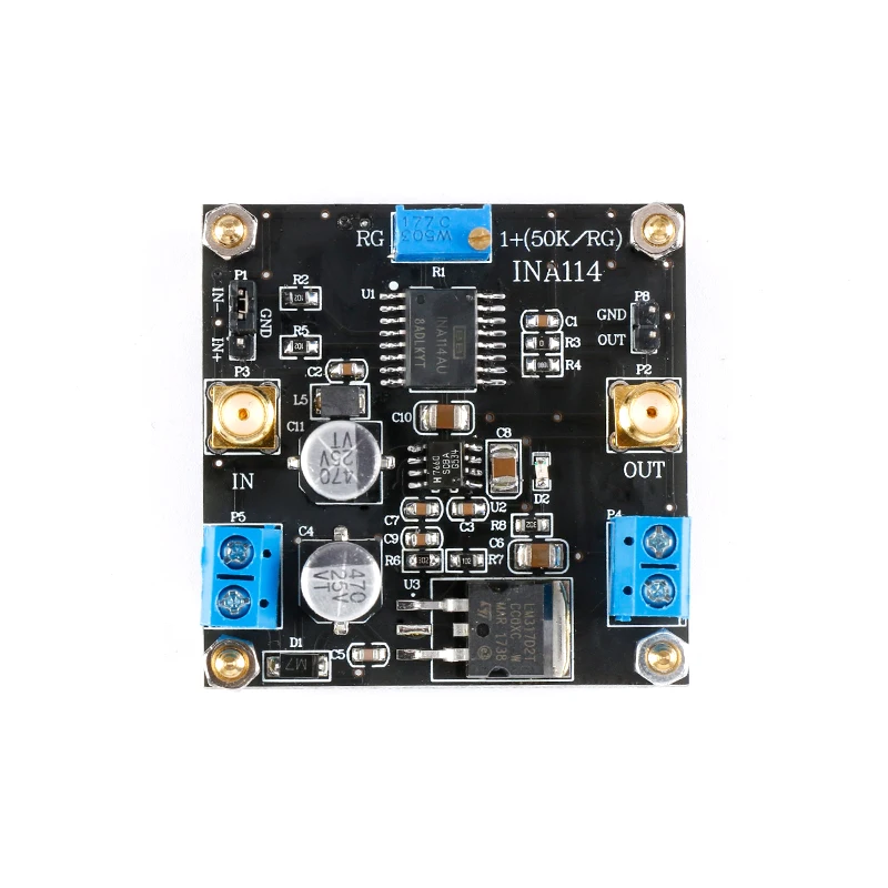 INA114 Instrumentation Amplifier Board Module 1000 Times Gain Adjustable Single Power Supply Single-ended Differential Input