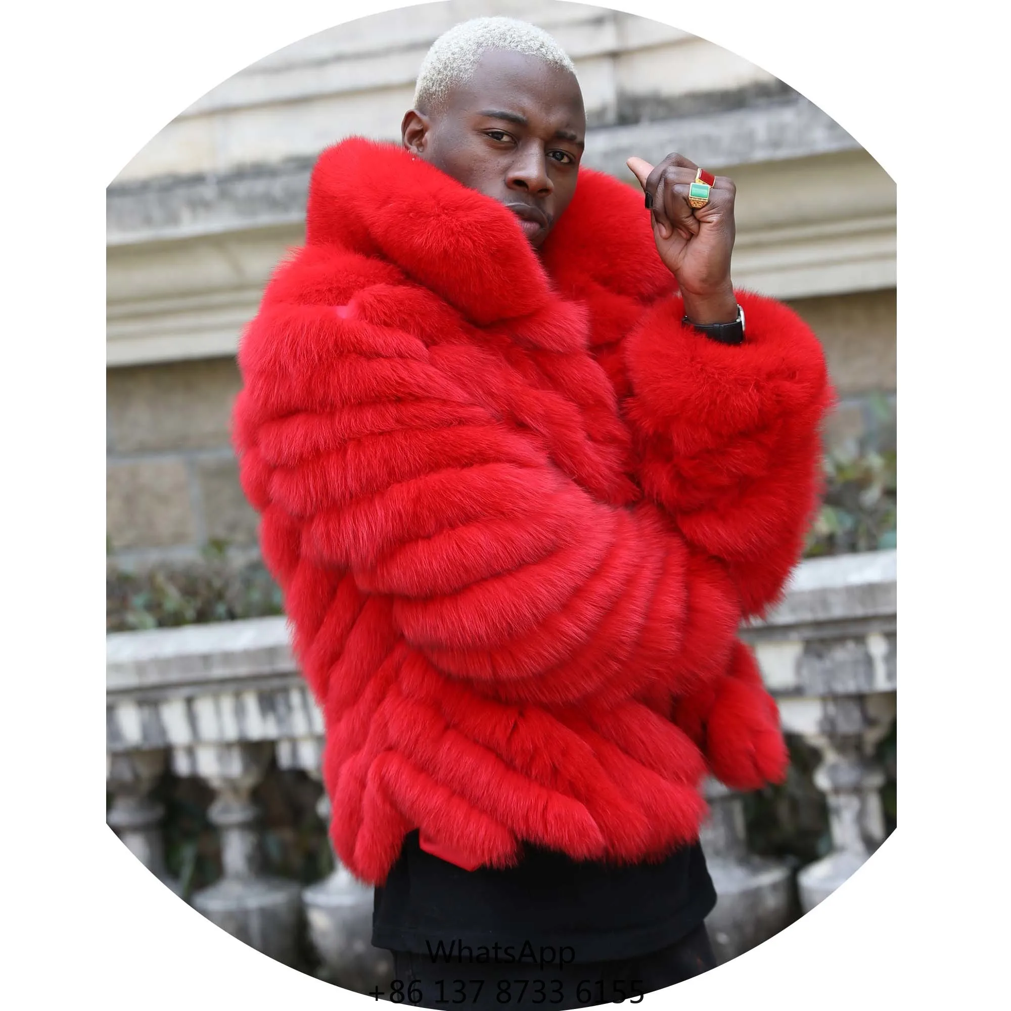 

Зимняя теплая мужская куртка-пальто из лисьего меха с блестящей поверхностью, индивидуальный размер, новая, двусторонняя