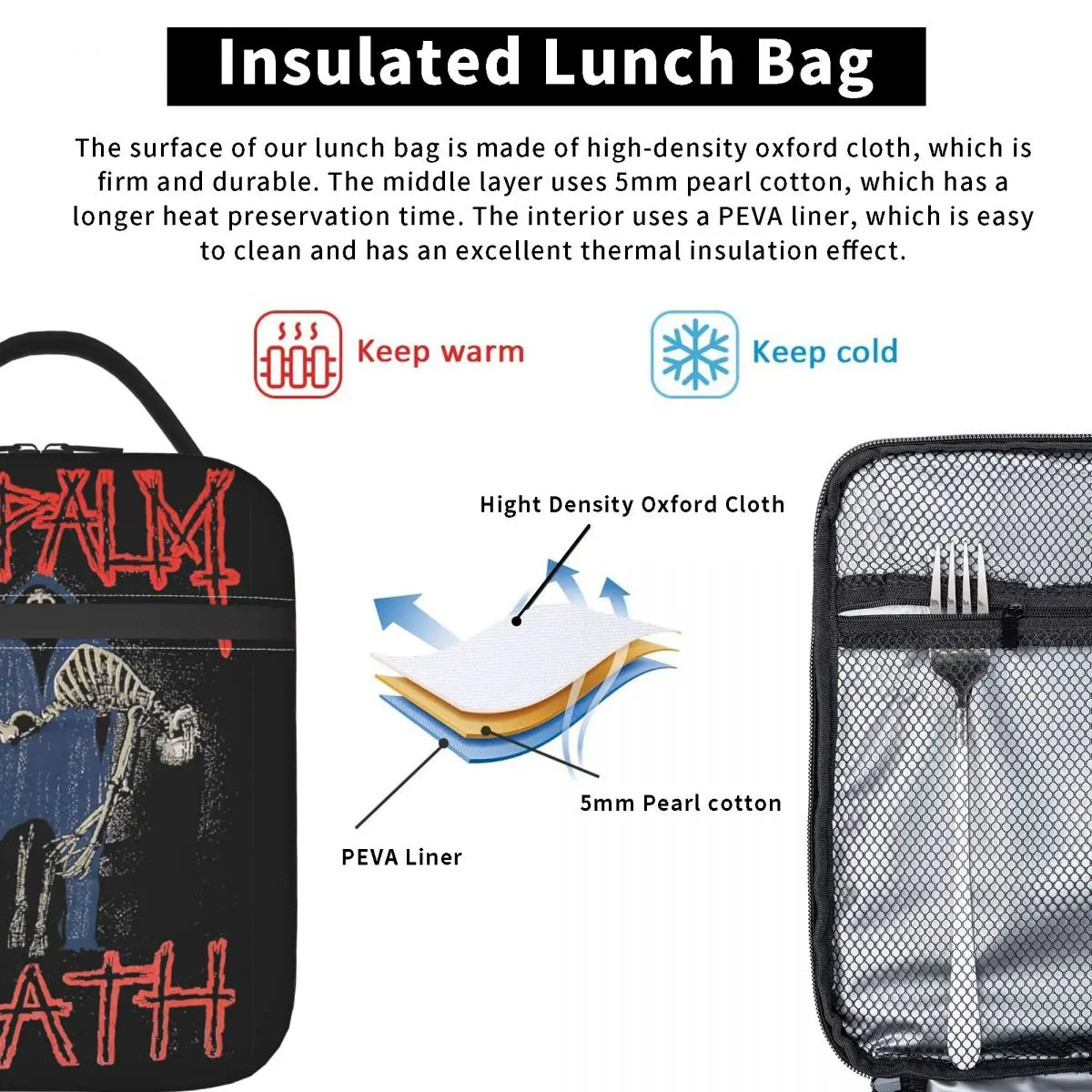 Napalm Death Music Rock Band Thermal Insulated Lunch Bags for Picnic Portable Bento Box Thermal Cooler Lunch Boxes