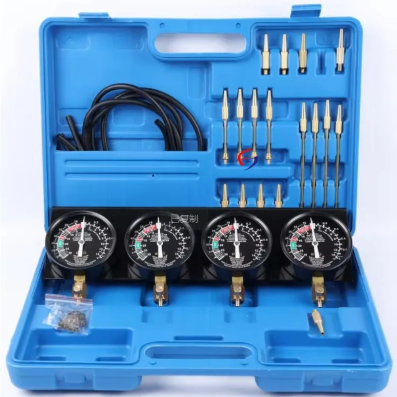 Fuel Vacuum Carburetor Synchronizer Sync Pressure Gauge Set with Dead Plate Excavator Parts
