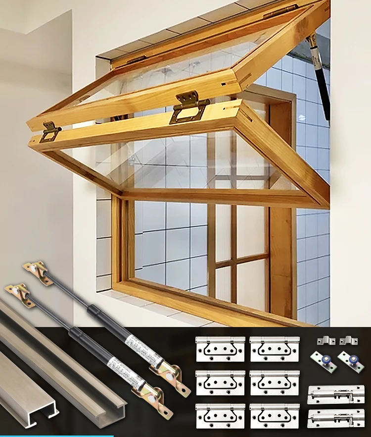 Full Set of Hardware Accessories for Upper and Lower Folding Windows Solid Wood Frame Air Bar Push Pull Sliding Track