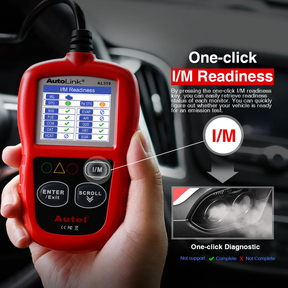 Autel AL319 Obd2 قارئ الرمز يمكن السيارات سيارة الماسح الضوئي أداة تشخيص السيارات لنظام obdii الأساسية obd 2 وظائف