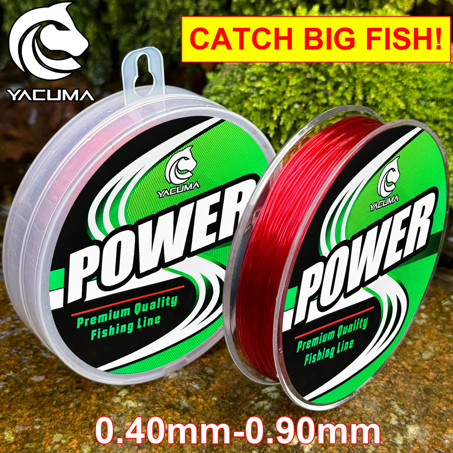 YACUMA 100M/109YDS Rote und Transparente 0,4mm-0,9mm Starke Monofilament Nylon Angelschnur mit Fluorocarbon-Beschichtung für Meeresfischerei