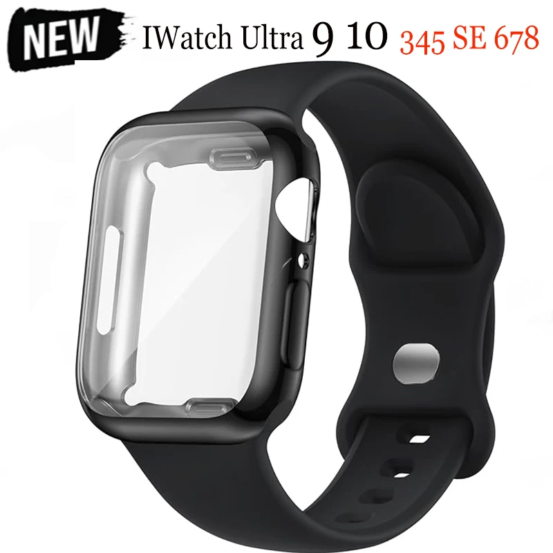 

Защитный чехол из ТПУ + силиконовый ремешок для Apple Watch Band 49 мм 46 45/44 мм 42 мм 41 мм Спортивный браслет для iWatch series 10 9 8 se 7