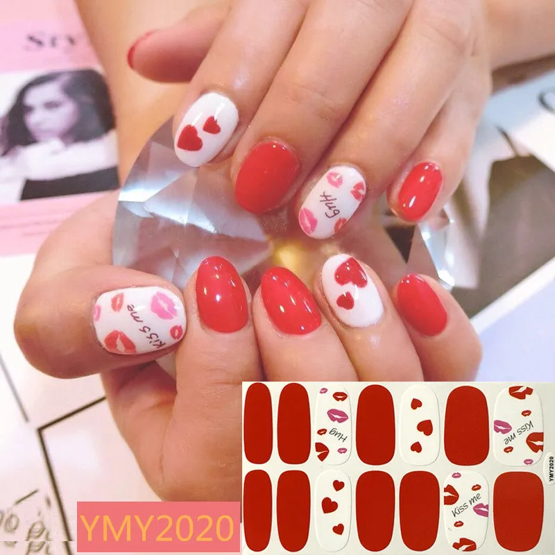 Volle Abdeckung Nagel aufkleber Nagel dekoration Nägel Aufkleber Designer selbst klebende Nagel aufkleber Valentinstag Nail Art Aufkleber