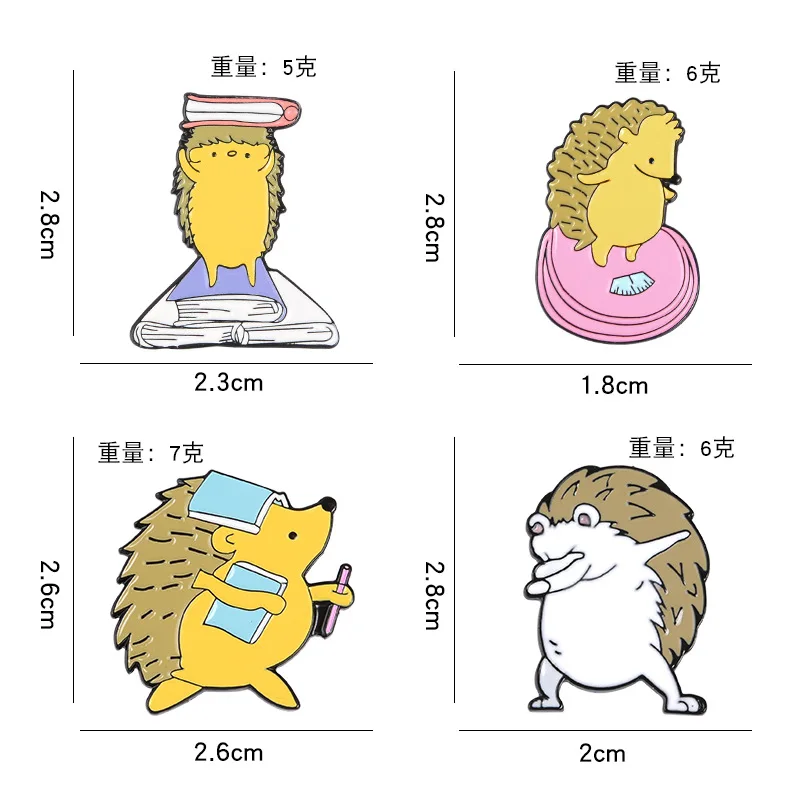 Cartoon Animal Hedgehog Enamel Pin Custom Hedgehog Weighing Go To School Dancing Metal Brooch Badge Fashion Jewelry Wholesale