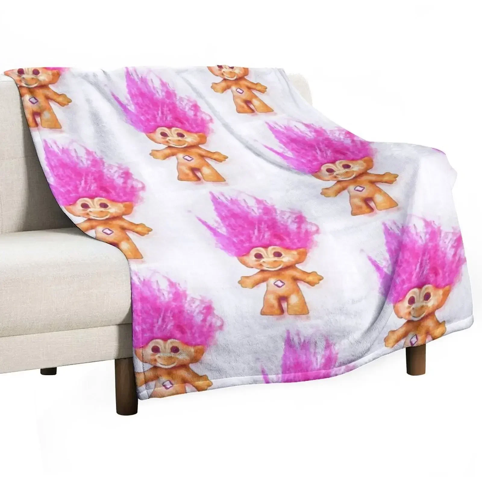 Pink Luck Troll Doll Watercolor Throw Blanket Decorative Beds Plaid Blankets For Baby Plaid on the sofa Hairys for sofa Blankets