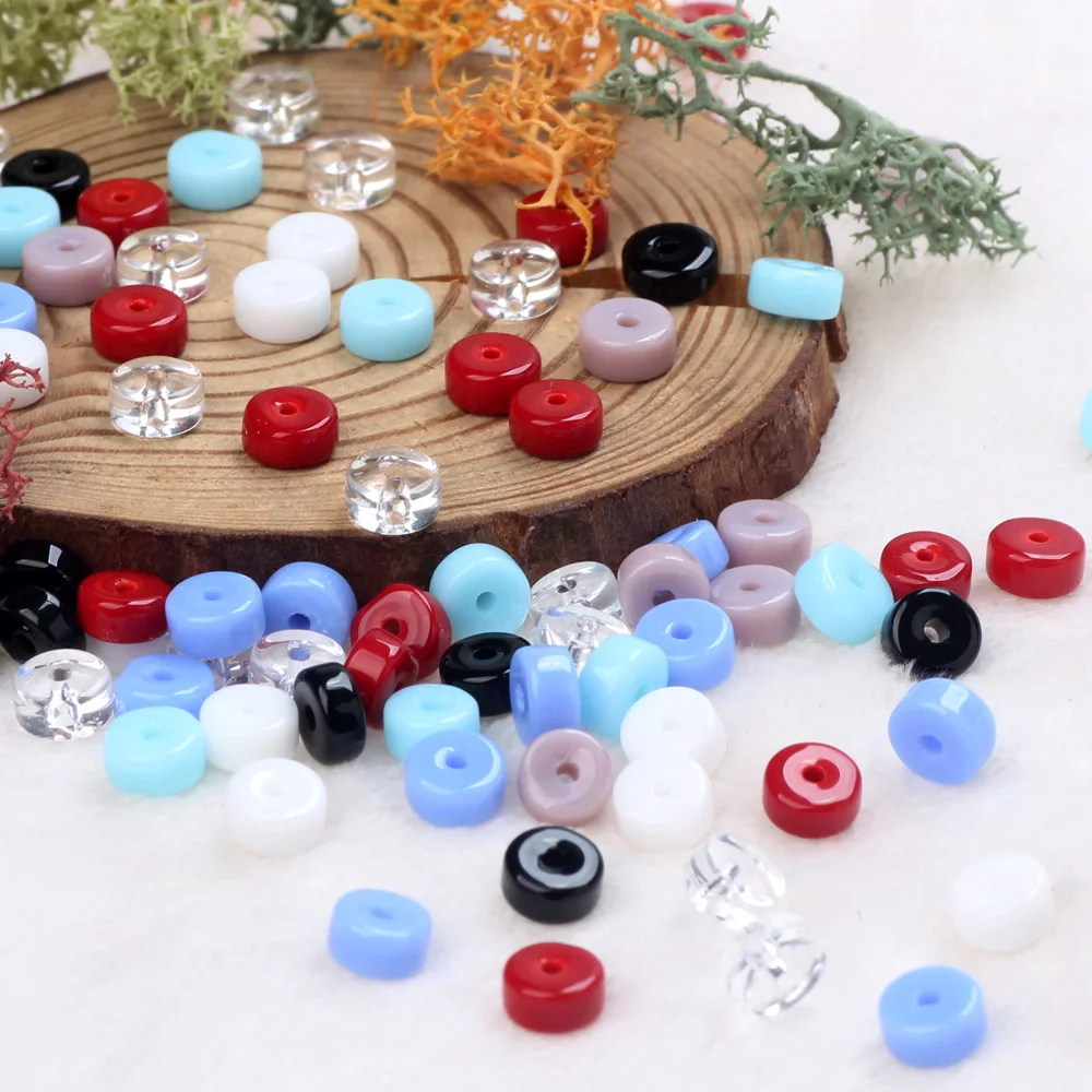 30G/Bag 3X6MM Glass Abacus Solid Colored Porcelain Beads DIY Handmade Bracelet Necklace Jewelry Loose Bead Accessories