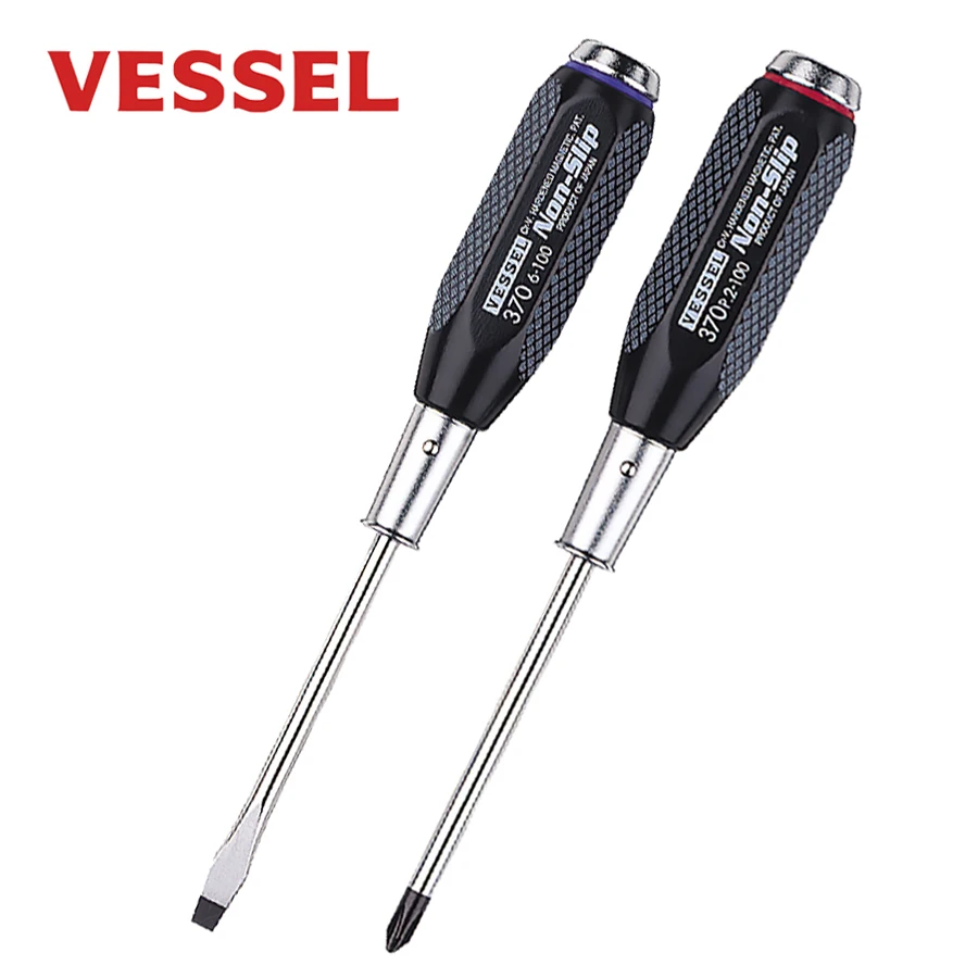 VESSEL Non-slip Go-through Screwdriver for Phillips and Slotted Screws NO.B-370 Series