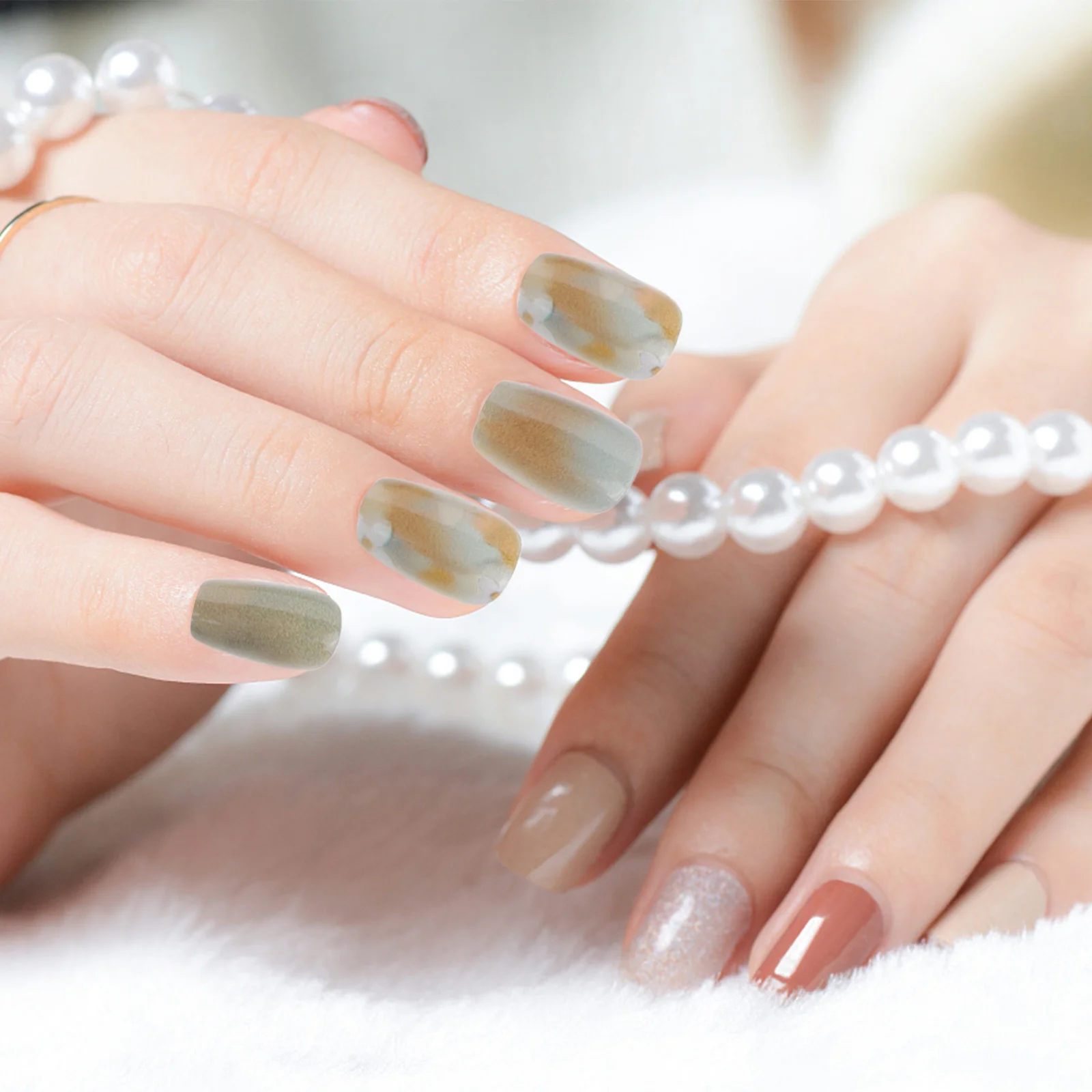 1 مجموعة 1 مجموعة خمسة بتلات زهرة وهمية اضغط على نصائح الأظافر غطاء كامل أنيق الأظافر كاذبة عدة للنساء اضغط على الأظافر الزخرفية