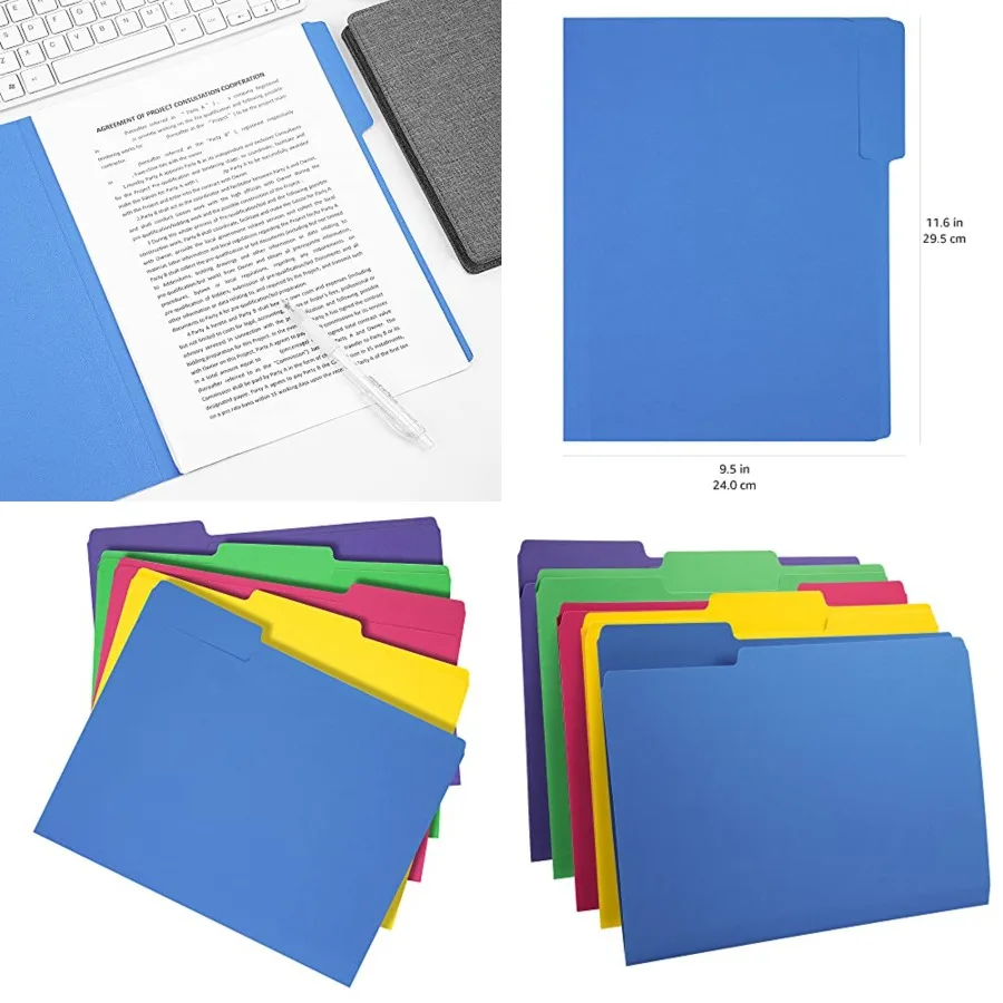 

3 Tab Heavyweight Manila File Folders, Letter Size, Assorted Colors, Pack of 400
