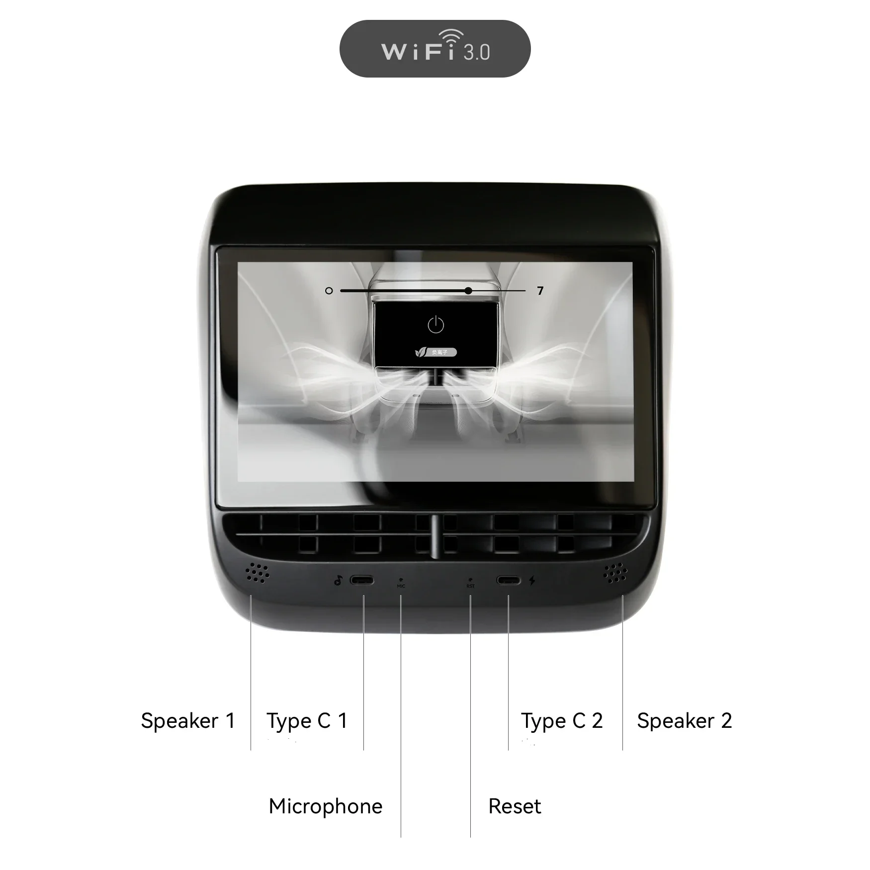 7inch Multimedia Android Screen for Tesla Model Y or Model 3 Car Rear Seat Entertainment Vedio Player Rear Air Conditioner Panel