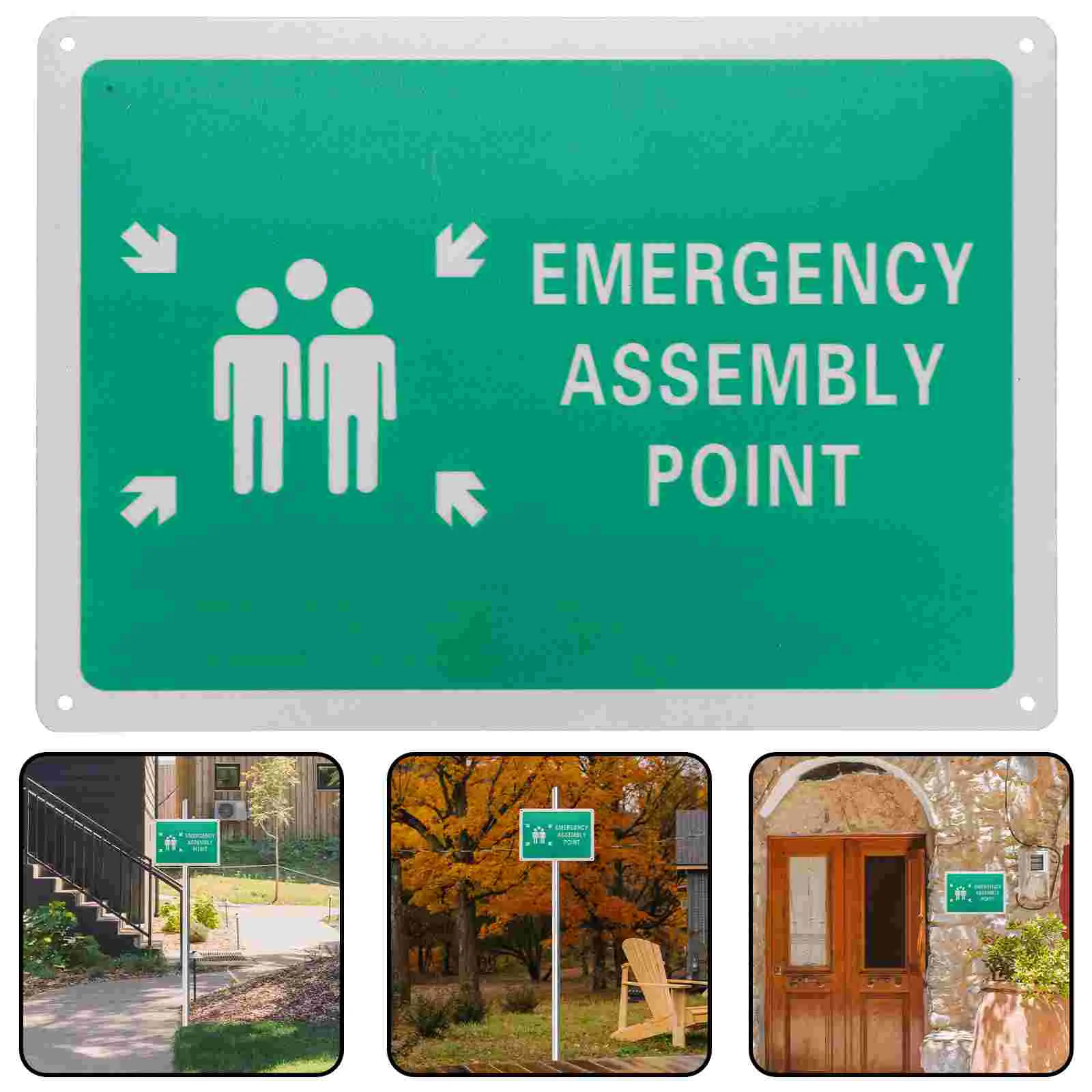 Alumínio Fire Fighting Signage, Assembly Point, Safety Label, Weather-Resistant, Mercado