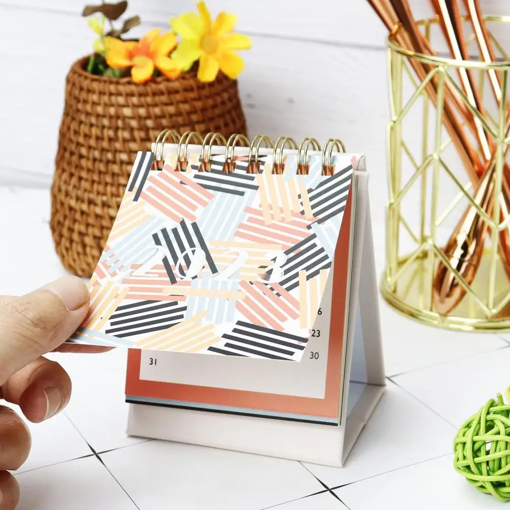 Office Supplies  Durable Standing Flip Desk Calendar Tear-Resistant Calendar Clear Pattern   for Office