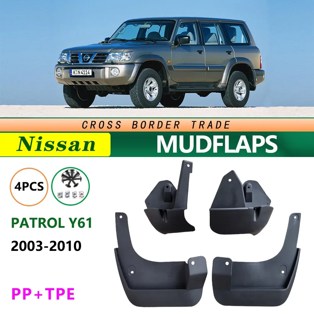 For Nissan Patrol Y61 2003-2011 Mud Flaps Heavy Duty Splash Guards Set of 4 Rugged Mudguards for Off-Road 4x4 SUV
