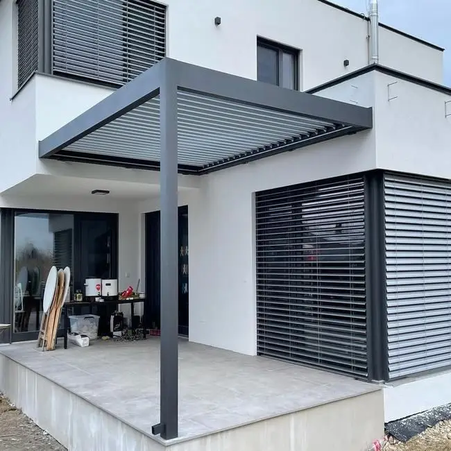 

Sunshade Louvered Roof Garage Canopy Patio Rainproof Gazebo Metal Motorized Pergolas 175 Type Aluminum Powder Coated Carport