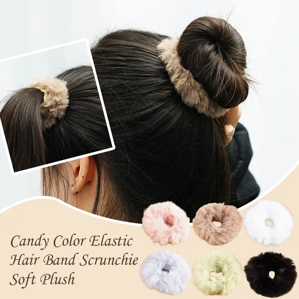 Winter Fur Hair Scrunchies Faux Rabbit Fur Hair Bobbles Elastic Hair Bands Ponytail Holders Fur Hair Scrunchies Hair Accessories