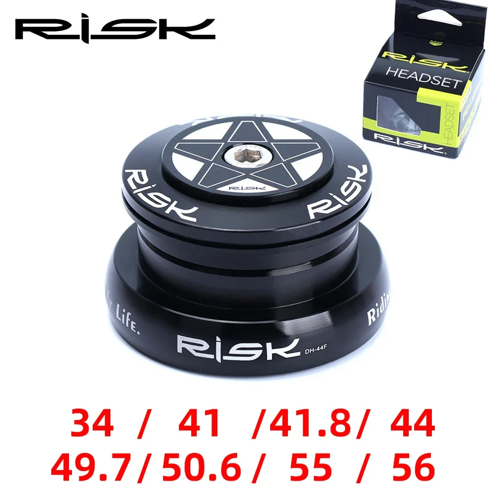 RISK MTB Road Bike Headset Fits 34/41/41.8/44/49.7/50.6/55/56mm Headtube match 28.6mm Straight /1.25-1.5