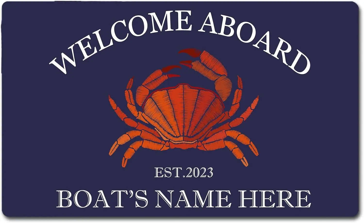 Welcome Aboard Doormat Personalized Boat Name Doormat Welcome Front Door Mat Indoor Outdoor Door Non Slip Rug Ship Decor