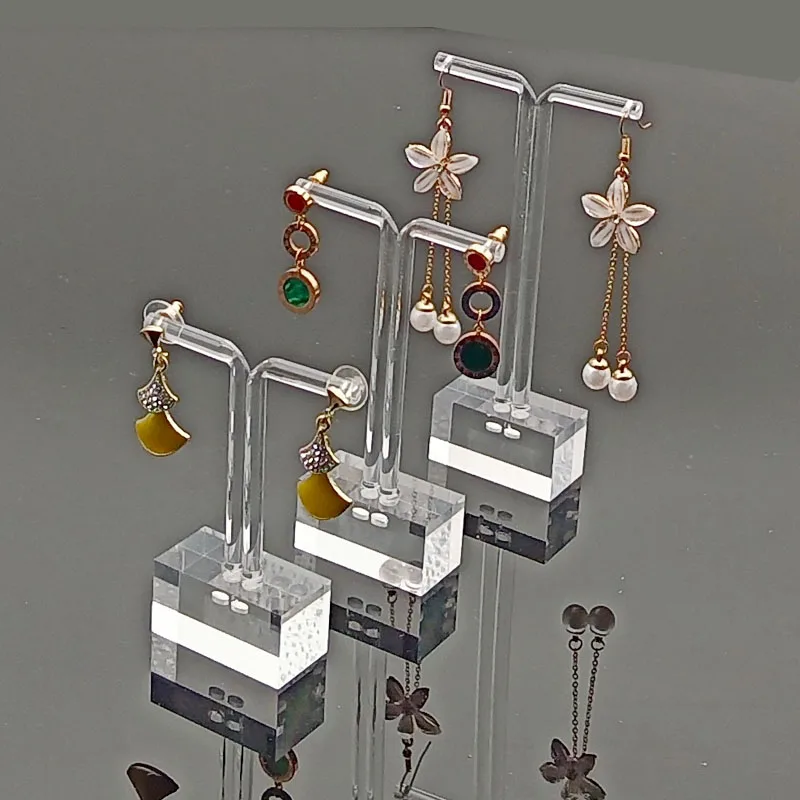 New Acrylic Clear Countertop T-Bar Earrings Jewelry Display Stand Holder Hanging Organizer for Necklaces Bracelet Earrings Props
