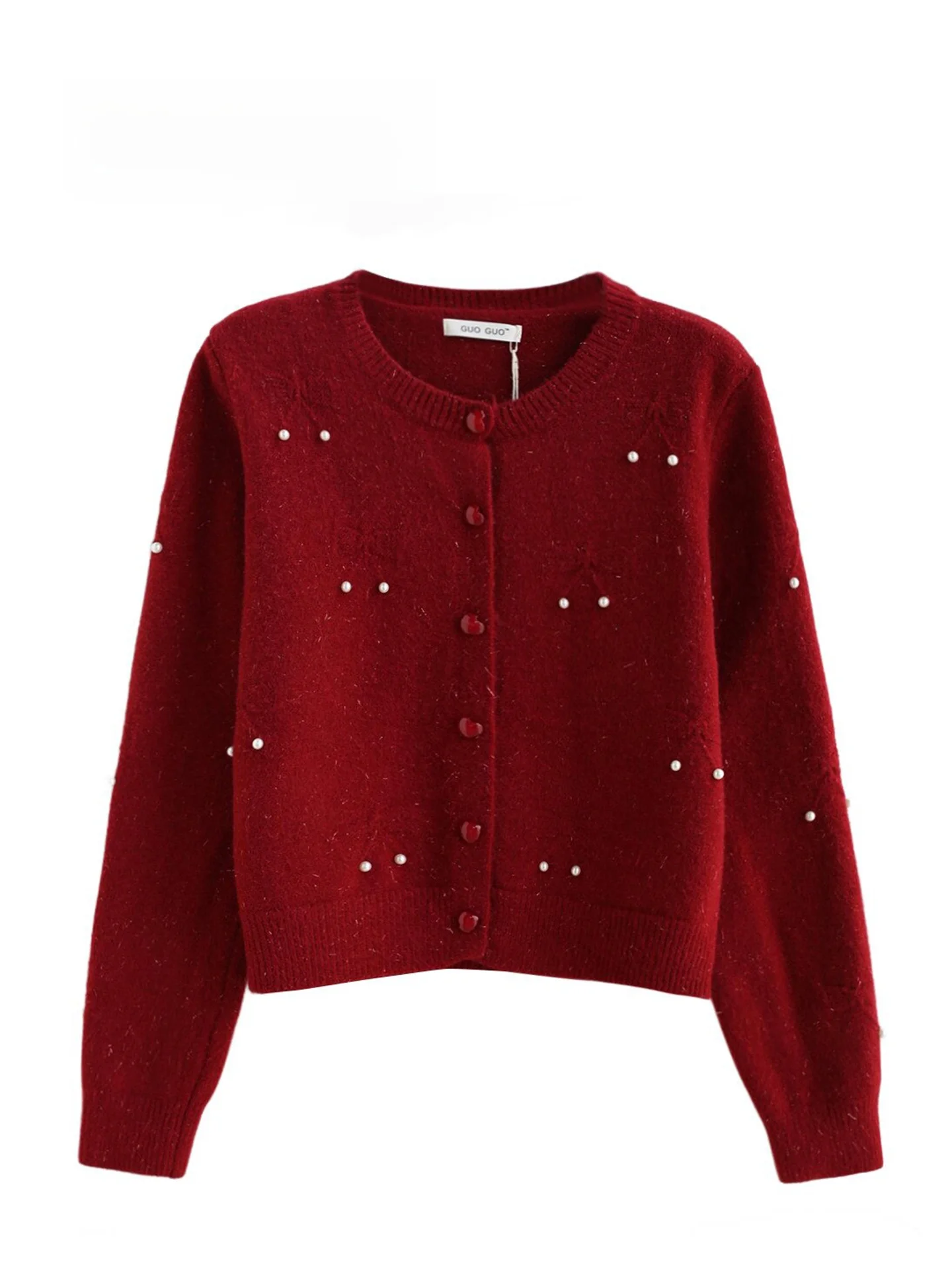 

Shiyewensen Winter New Style Short Bright Thread Pearl Long Sleeve round Neck Sweater Cardigan Outerwear Korean Ver...