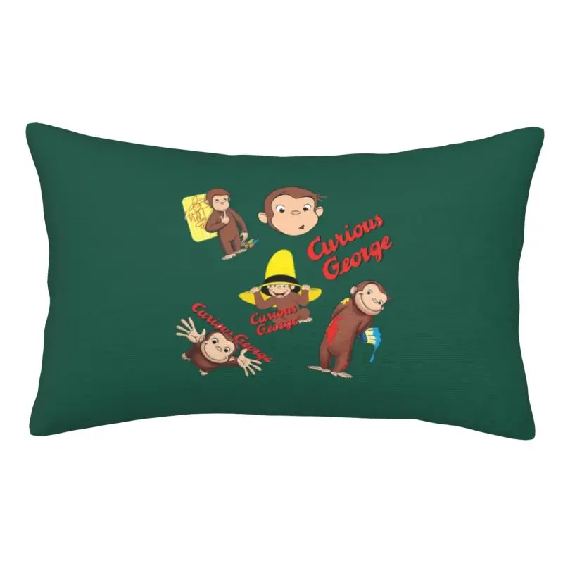 Custom Curious George Anime Monkey Cushions Cover for Bed Sofa Rectangle Pillowcase