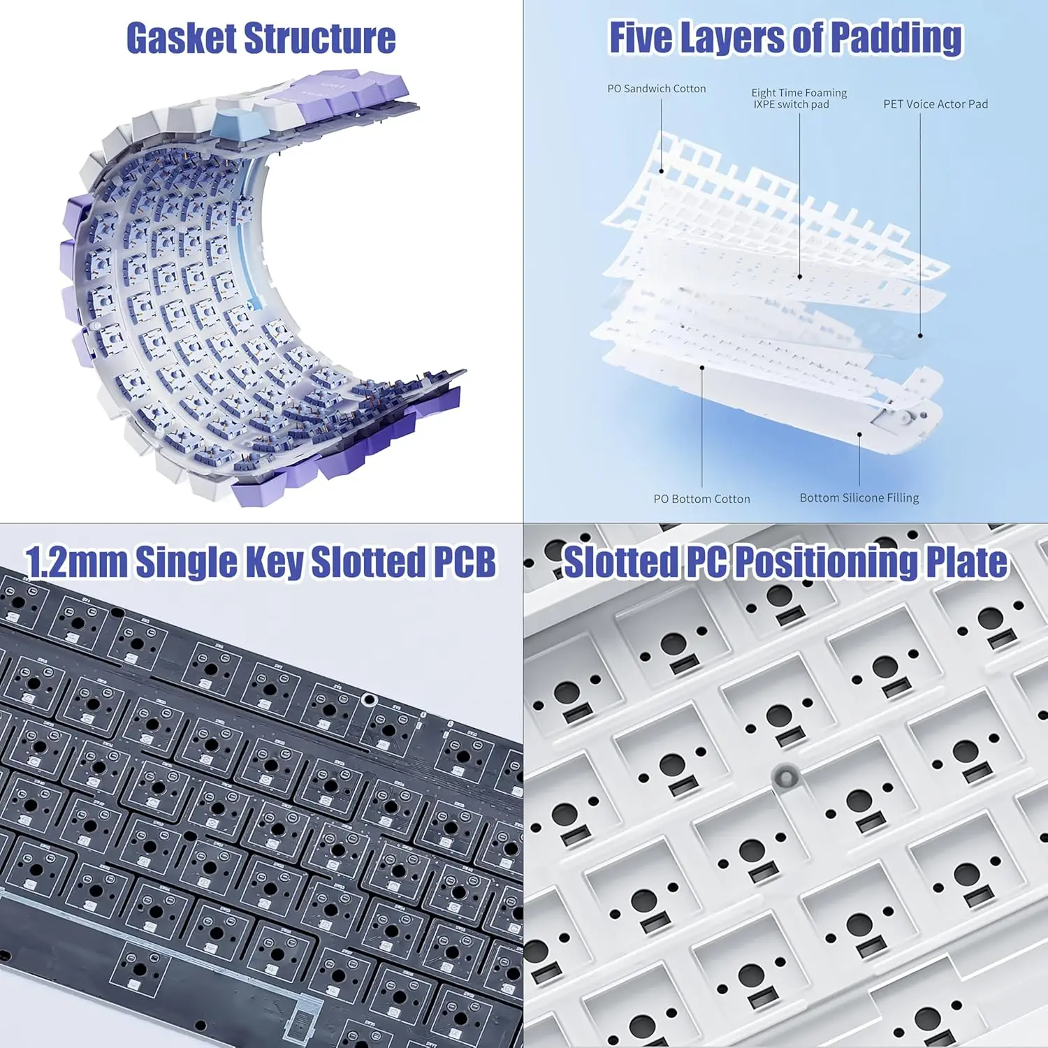 AK820MAX Three-Mode Hot-Swappable Mechanical Keyboard with Gasket, Long Battery Life, Five-Layer Filling PC - Image 4