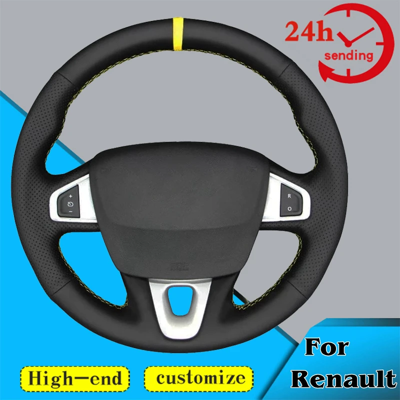 Custom Car Steering Wheel Braid Cover Non-slip 100% Fit For Renault Megane 3 (Coupe GT) RS 2010-2016 Auto Interior Accessories