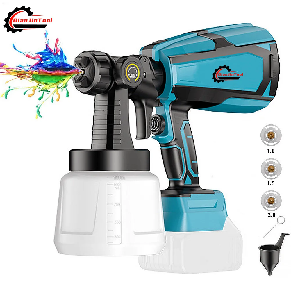 

Electric Paint Spray Gun Cordless Sprayer Auto Furniture Steel Cabinets Wall Fence Coating Cleaning For Makita 18V Battery