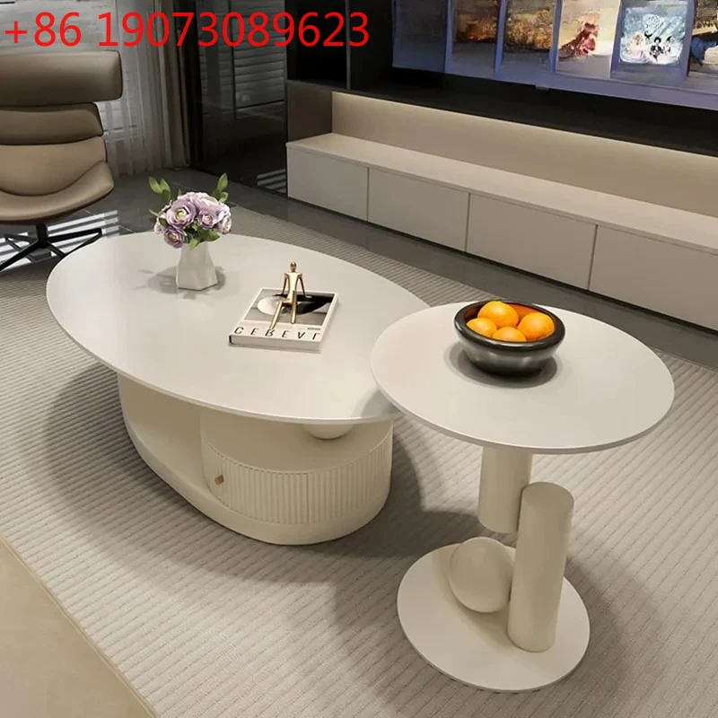 

Designer Living Room Coffee Table Simple White Minimalist Modern Side Table Nordic Round Tavolino Da Salotto Salon Furniture