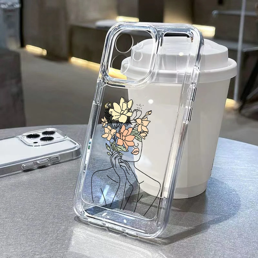 Transparent Flower Case For Samsung Galaxy S23 Ultra Funda S24 Ultra S22 Plus S21 FE S20 FE S10 Plus Silicon Soft TPU Back Cover