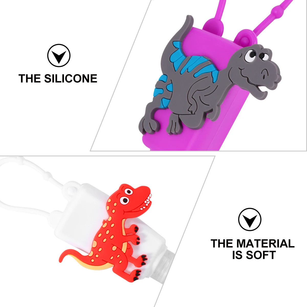 

4pcs 30ml Hand Silicone Case Cartoon Pattern Portable Leak Proof Refillable Empty Dispense Bottles Kids Travel School