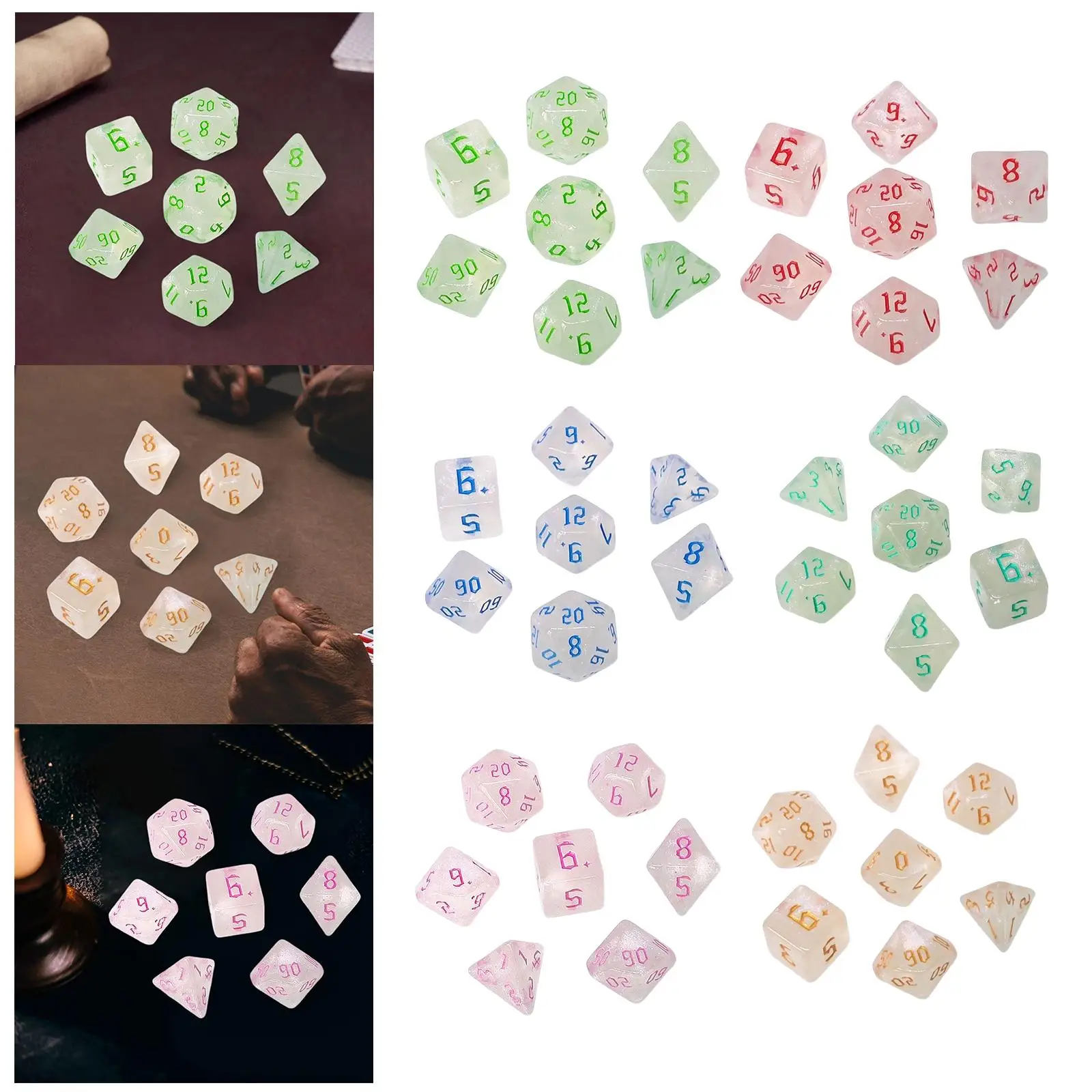 

7Pcs Polyhedral Dices Set Table Game Dices for Role Playing Family Gathering