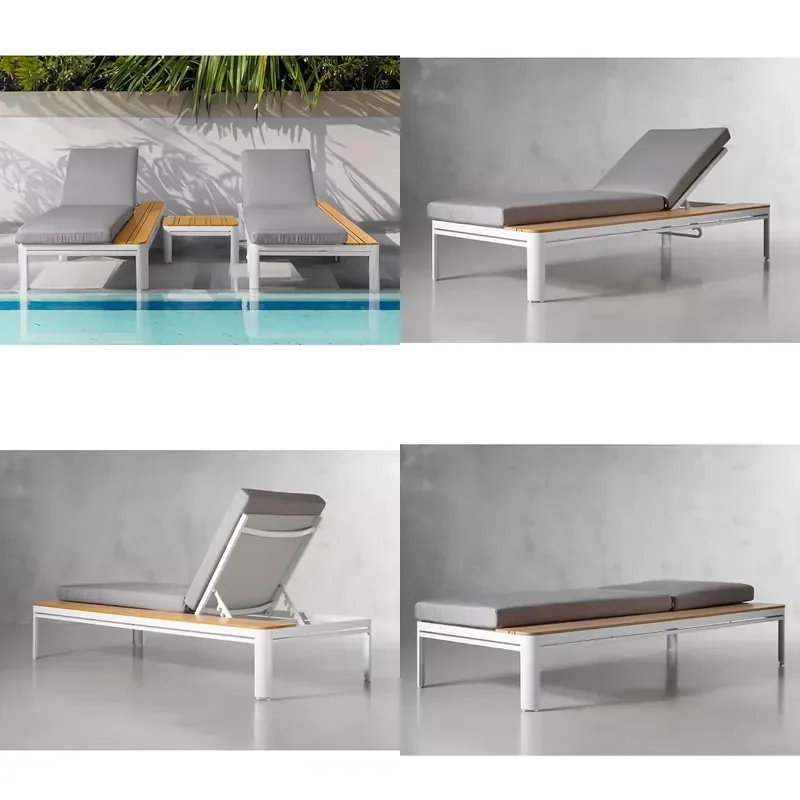 for   Aluminum Pool Lounger Set Hotel Swimming Leisure Sun Lounger with Side Table