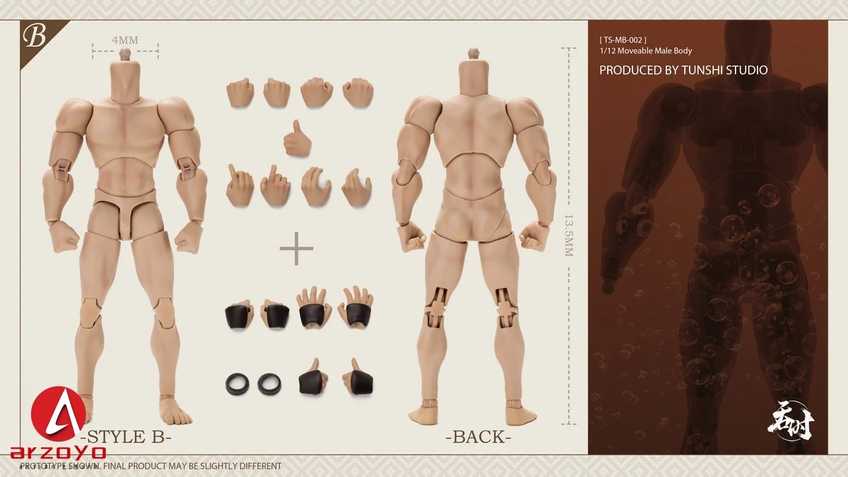 TUNSHI STUDIO 1/12 Scale Action Male Body TS-MB-001/TS-MB-002 With