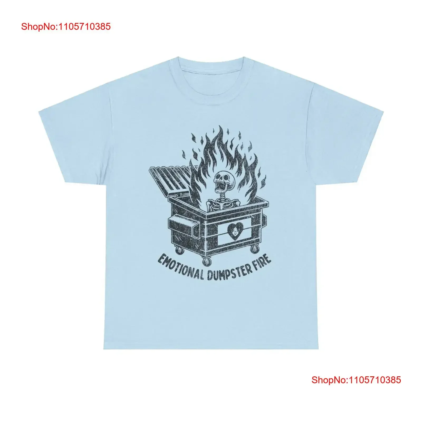 Skull Emotional Dumpster Fire Funny T shirt Heavy Cotton vintage Washed Comfortable Versatile Slightly Casual Breathable