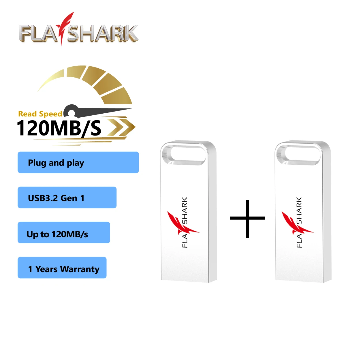 FLASHARK USB-C USB 3.2 Gen 1 32GB flash drive data storage, suitable for PC laptops and desktops (2 pieces)