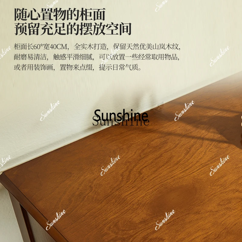Solid wood five-bucket bedroom storage, end-of-bed storage, retro living room, wall cabinetX