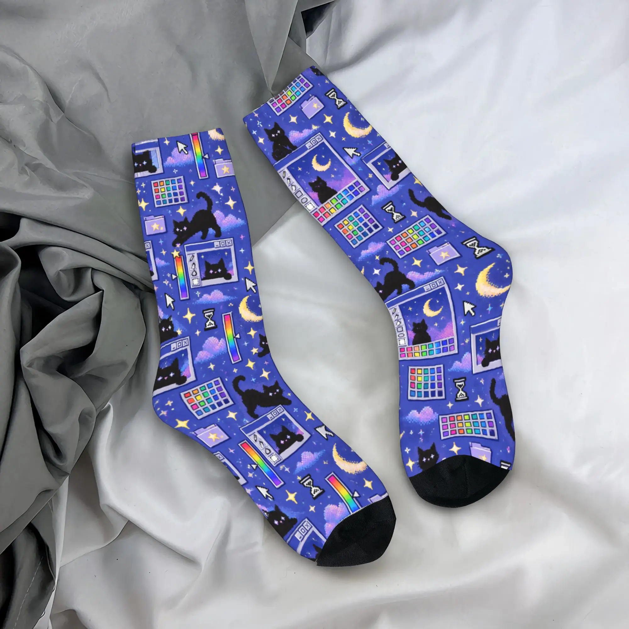 Cyber ​​retro computer system malfunction pop up window printed Socks  Kawaii Stockings Anti Skid Men Socks Medium Soft Socks