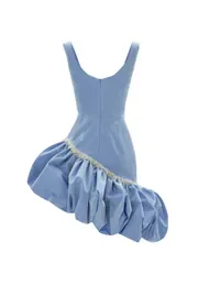 Stylished Lilac Asymmetrical Taffeta Ruched Short Women Dresses With Beaded And Sequined Tassel Valentine's Day Mini Dress